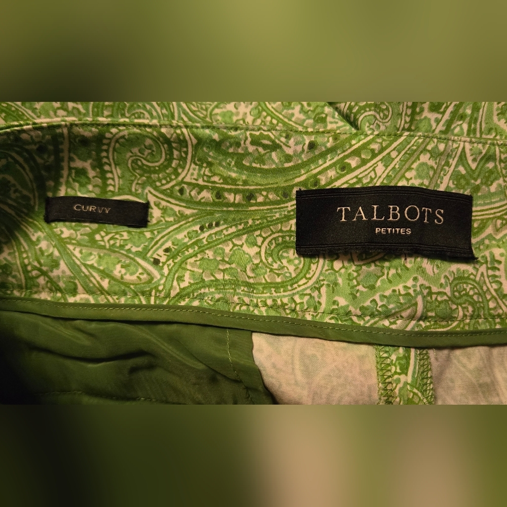 *final price* Talbots green paisley "Curvy" w/ vent pants sz 6P - Picture 9 of 9